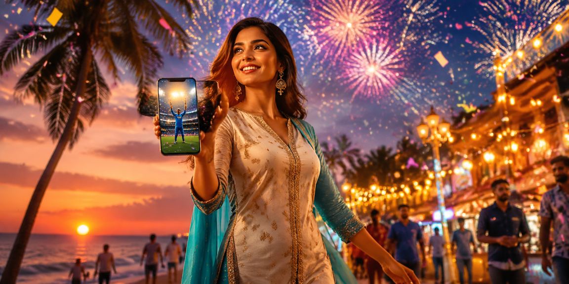 Mobile casino player enjoying games on the beach in Goa